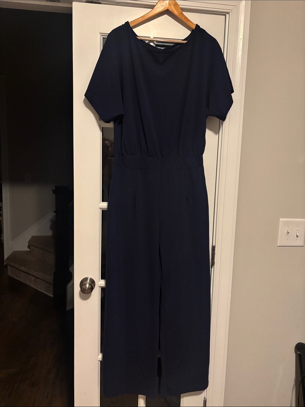☀️Classic Navy Short-Sleeve Wide-Leg Jumpsuit
